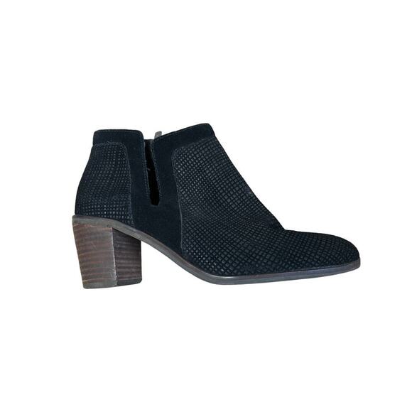Lucky Brand black suede leather bootie boots block heel western style SZ 8M - Picture 1 of 6